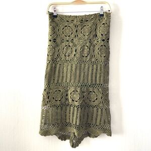 Vintage Josephine Loka Olive Green Crochet Skirt